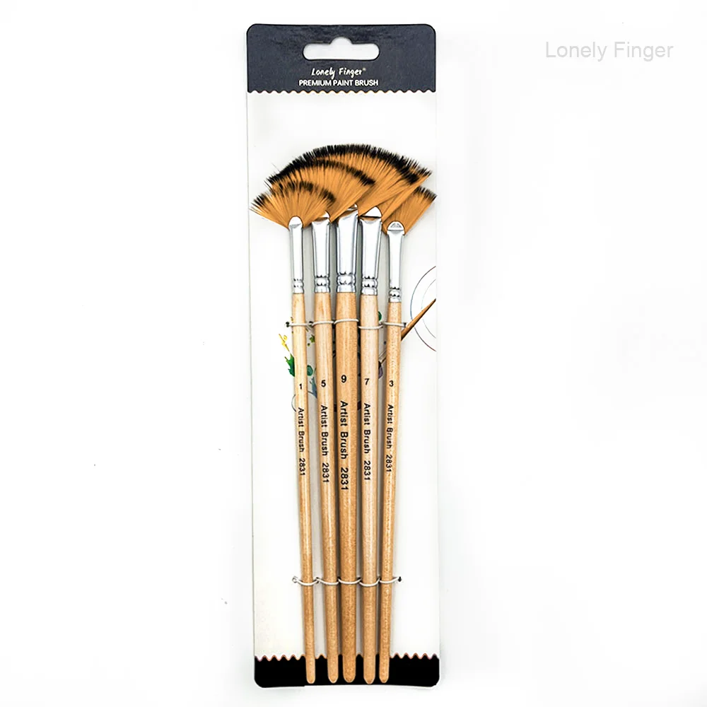 Artist Fan Paint Brush Set,Anti-Shedding Brush Tips, Wooden Handle for Comfortable Holding, Great for Acrylic Oil Paintin