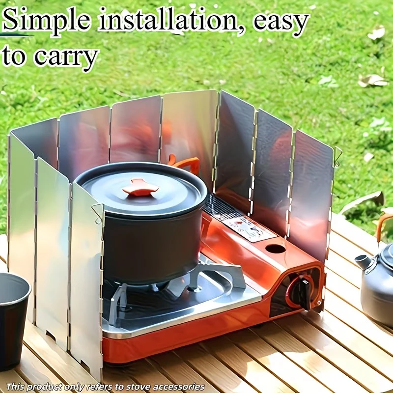 Camping Wind Blocker Camp Stove Windscreen,Foldable Aluminum Alloy 10 Plates Wind Shield for Camping, Picnic,Travel