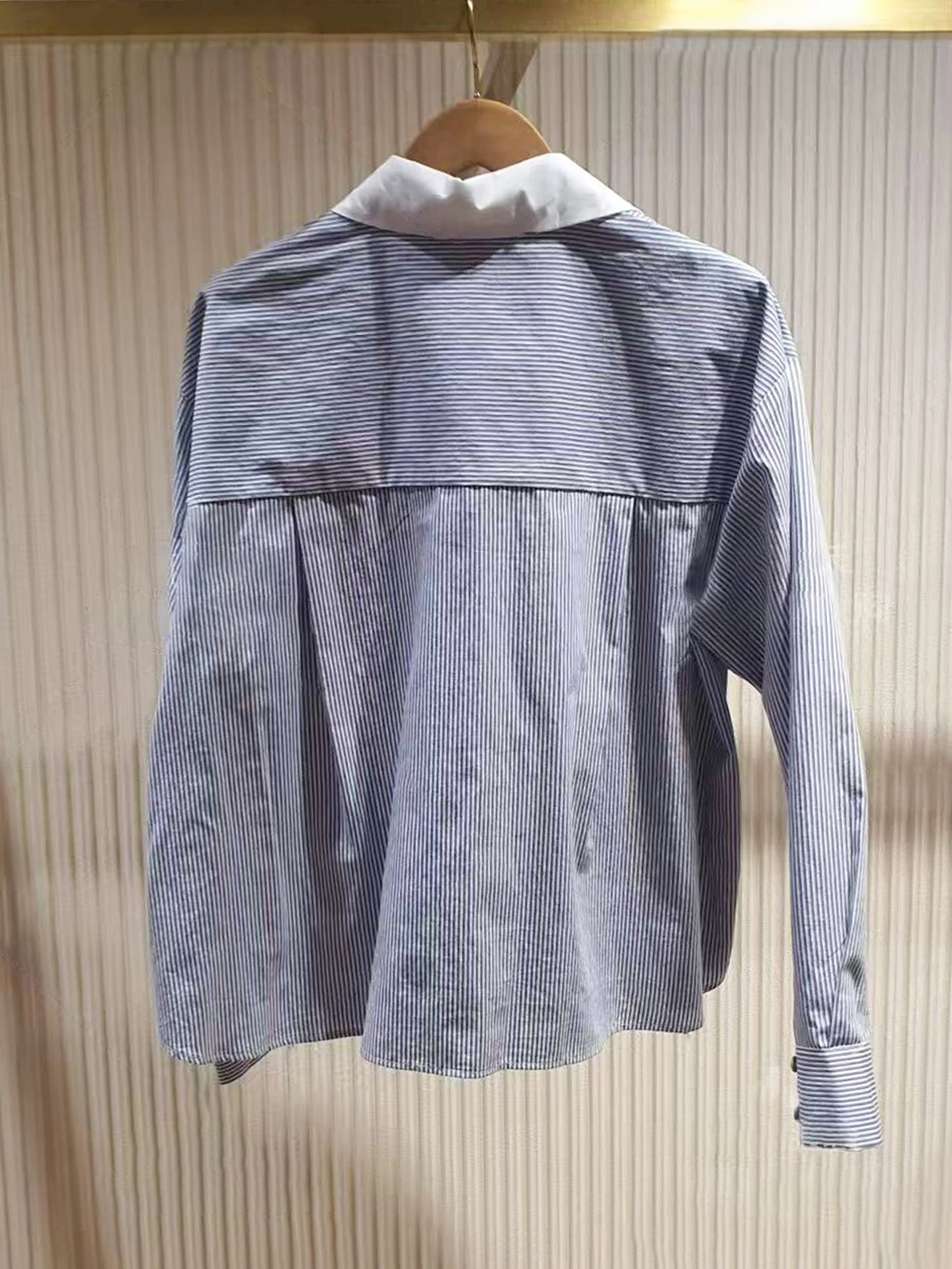 

M Home Nan You High End Women's irt 2025 Autumn College Sle Turn Collar Knot Striped Top Ele Commute Sle ...