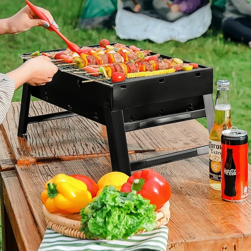 

BBQ Charcoal Grill Stainless Steel Small Mini Tool Kit Outdoor Cooking Camping Picnic Beach Portable BBQ