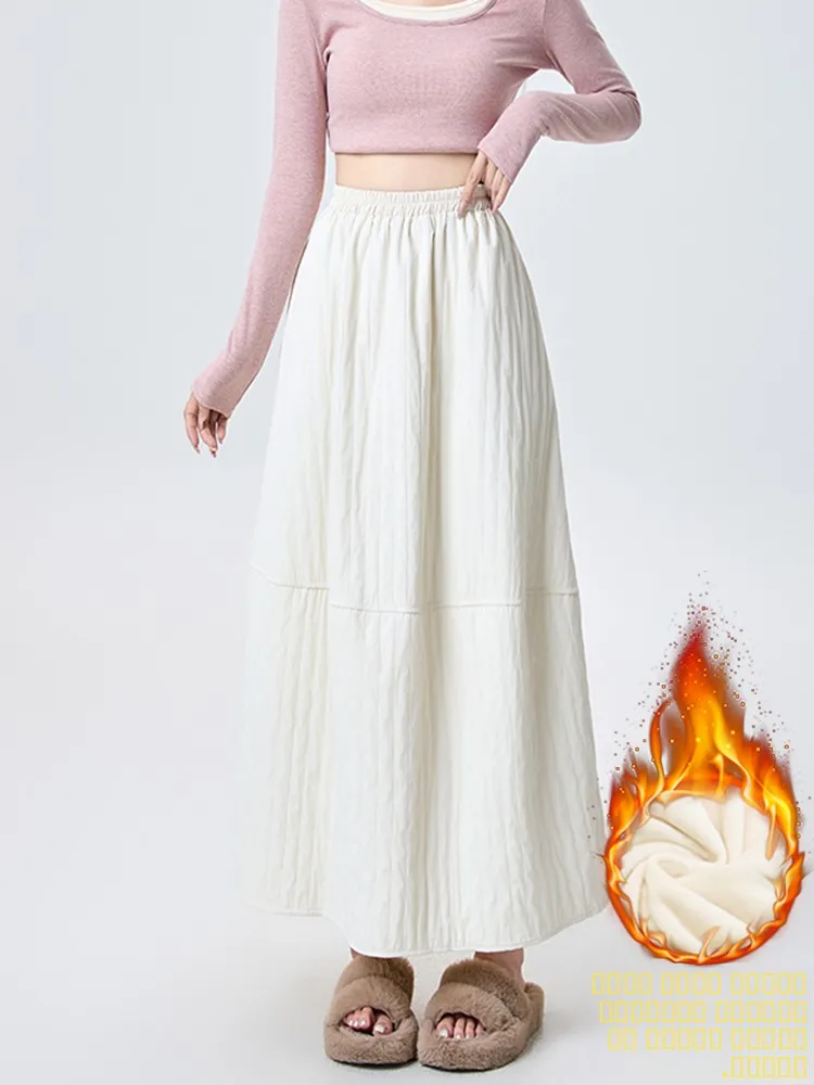 

Новая женская юбка миди А-силуэта с высокой талией на подкладке, теплая повседневная юбка для женщин, зима 2026