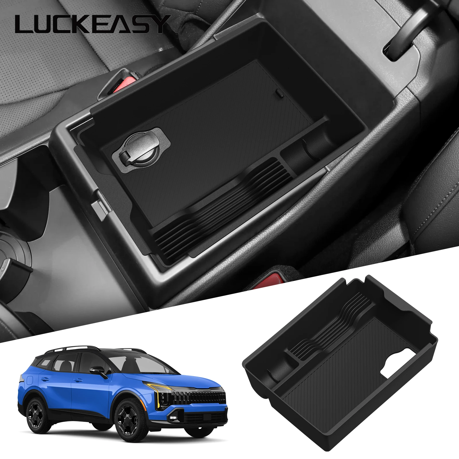 LUCKEASY für Kia Sportage 2026 Auto-Aufbewahrungsbox Innenzubehör Mittelkonsole Armlehnenbox Aufbewahrungsbox Organizer