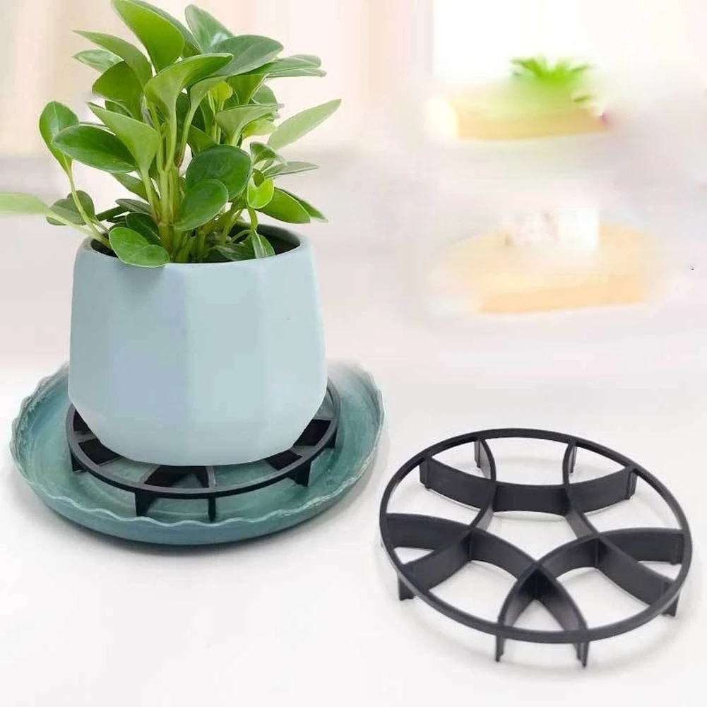 Plastic Flower Pot Stand Risers Black 12cm x 15mm for Elevated Placement Indoor Outdoor For Garden Plant Care Pads