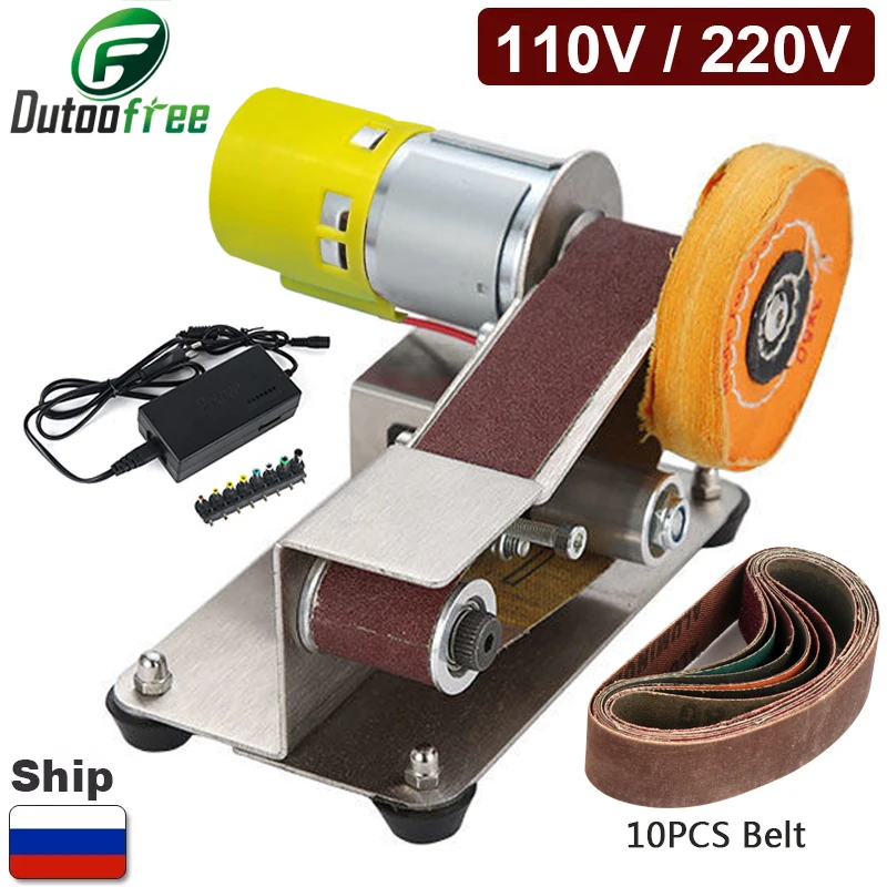 Mini Lixadeira Elétrica Faça Você Mesmo Polimento Máquina de Moagem Cortador Bordas Apontador Moedor Multifuncional 10 Peças Cinto 110v 220v