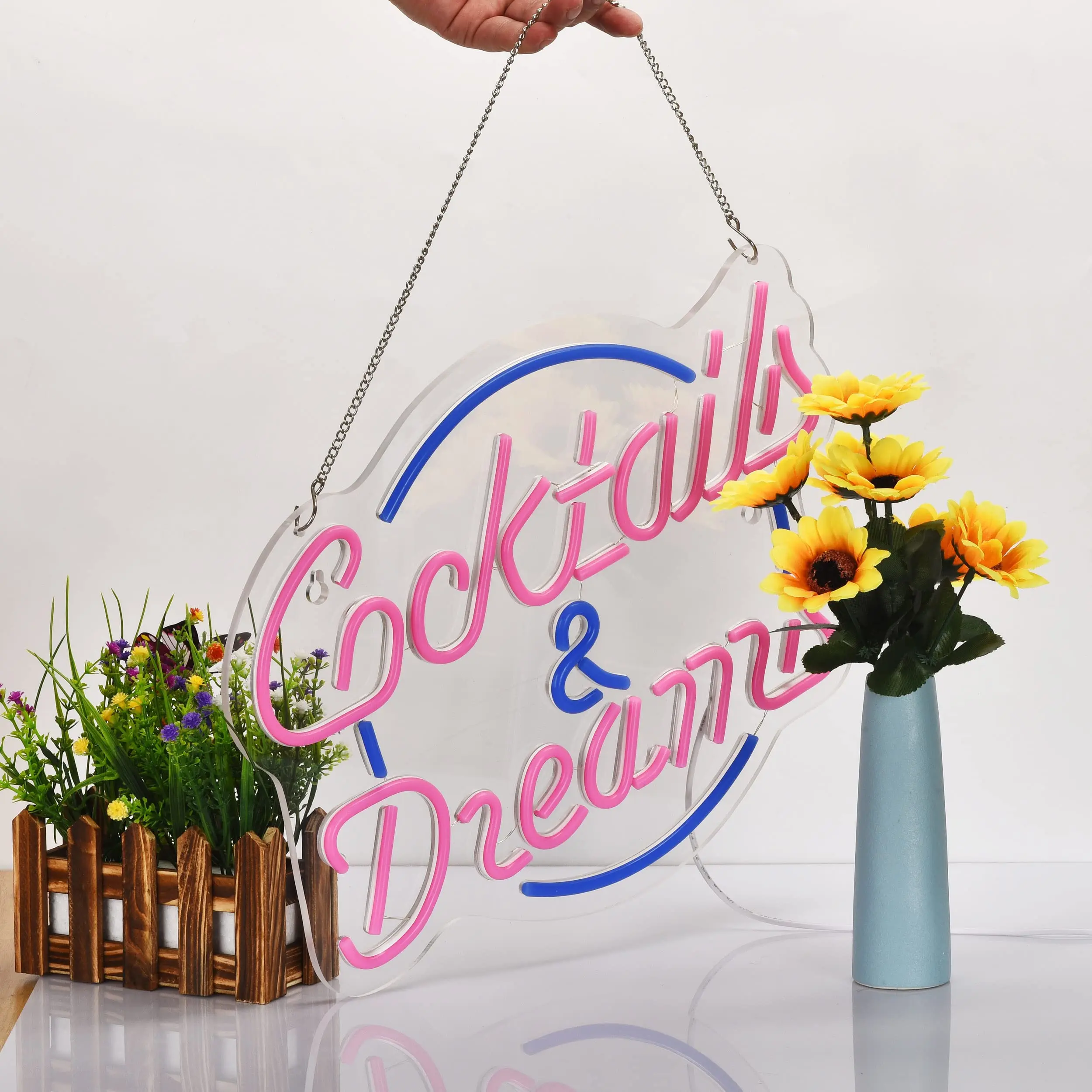 Cocktails and Dreams Neon Sign for Wall Decor Neon Light with Dimmable Switch LED Signs Bedroom Bar Hotel Party Club Art Lights view 3