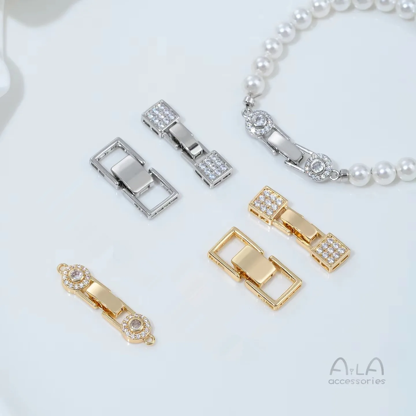 

14-каратное позолоченное циркониевое многорядное универсальное застежка на конце, браслет ручной работы из бисера, ожерелье, застежка, аксессуар, материал