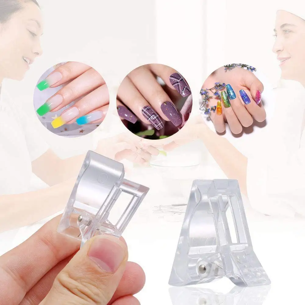 10 Pcs Poly Gel Finger Nail Extension LED Builder Clamps, Manicure Nail Art Tool Nail Tips Clip