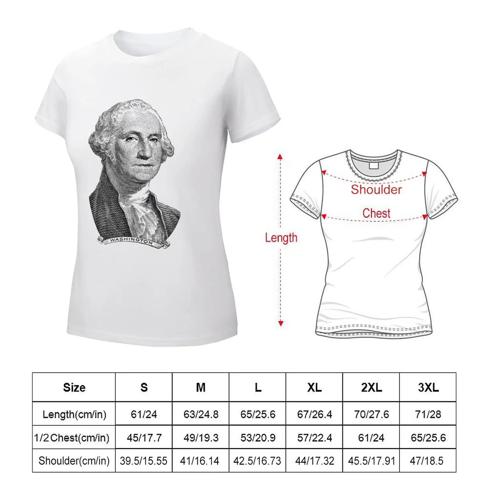 Vintage George Washington T-shirt anime clothes summer tops oversized t shirts for Women