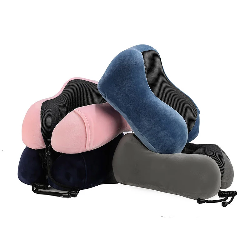 Almohadas de cuello de espuma viscoelástica en forma de U, almohada de viaje mejorada para dormir, almohada de avión, ropa de cama Cervical para el cuidado de la salud