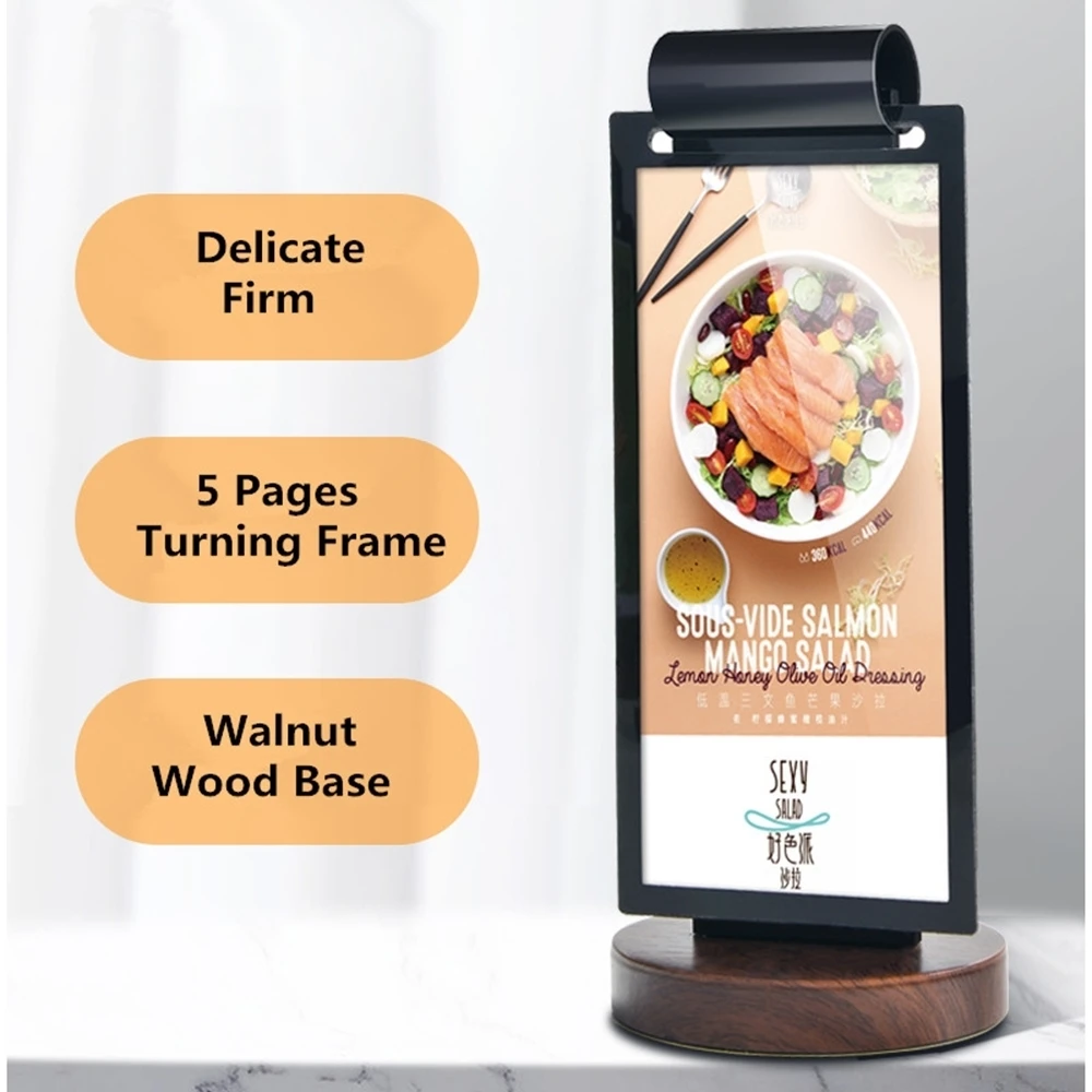 A5 Page Turning Menu Paper Holder Stand Menu Listing Sign Display Frame For Restaurant Hotel Coffee Shop