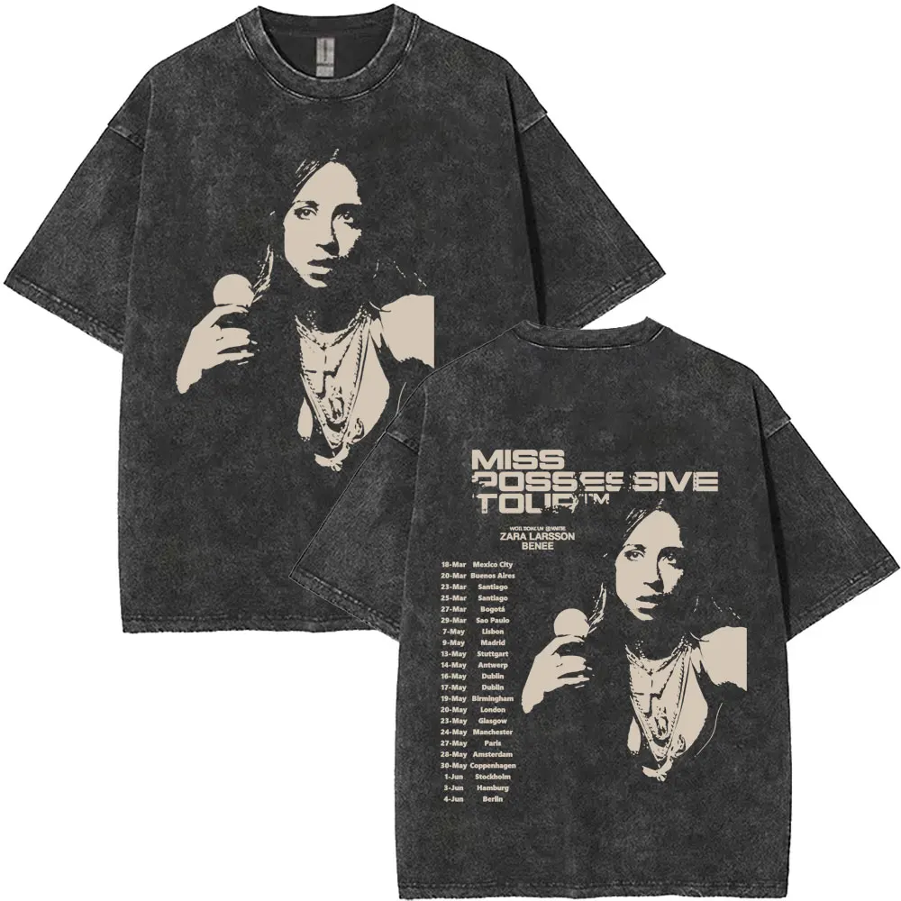 

Washed Vintage Tate Mcrae Face Graphic T-shirt So Close To What Miss Possessive Tour T Shirt Men Women Fashion Oversized Tshirt