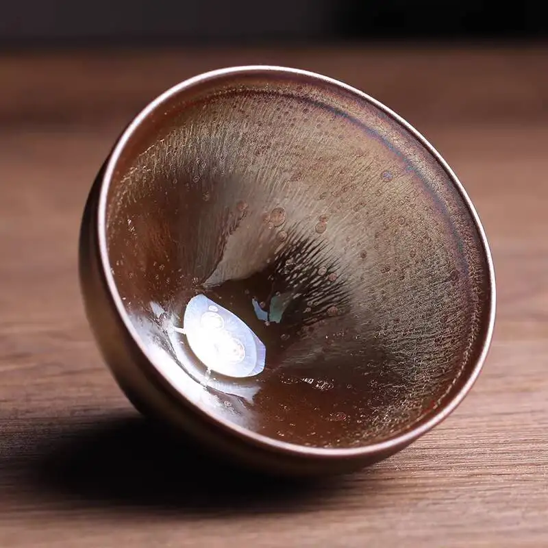 Li Zhen Gui's Aurora Jianzhan Master Tenmoku Master-Crafted With Obsidian Glaze, High-End Ware, Cup, Tea Set