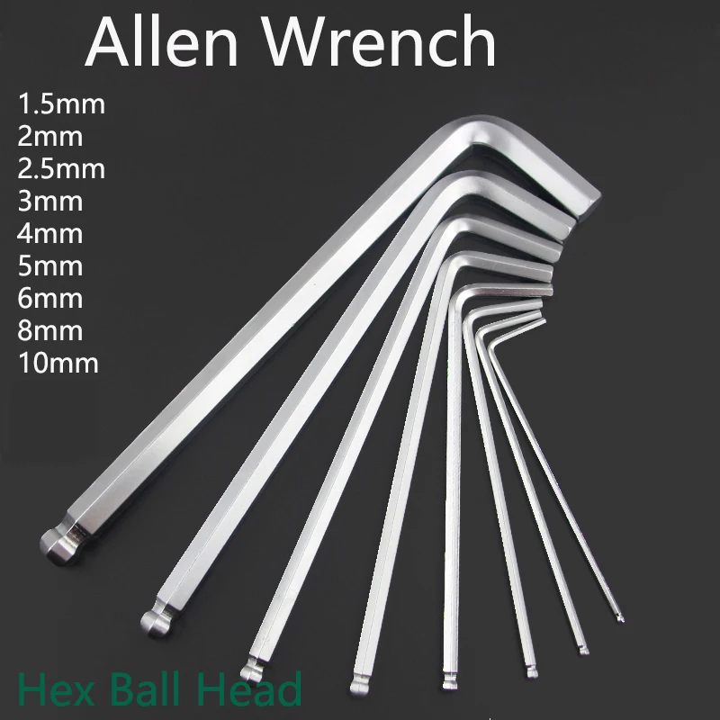 Kunci Pas Heksagonal Kepala Bola Tepi Heksagonal Berbentuk L 6 Persegi 1.5Mm 2Mm 2.5Mm 3Mm 4Mm 6Mm 8Mm 10Mm Tersedia