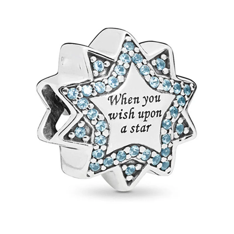 

New Blue Diamond Studded Alloy Silver plated Charm Beads Bracelet Necklace For Women DIY Jewelry Accessories Wholesale