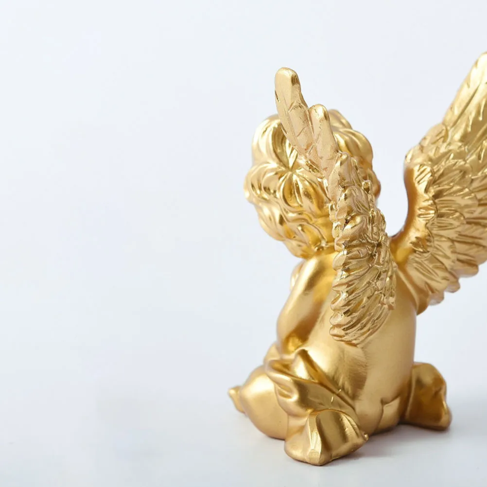 

2Pcs Resin Angel Statue Decor Desktop Artware Lightweight Adornment for Tabletop Festival Gift Fine Craft Detail