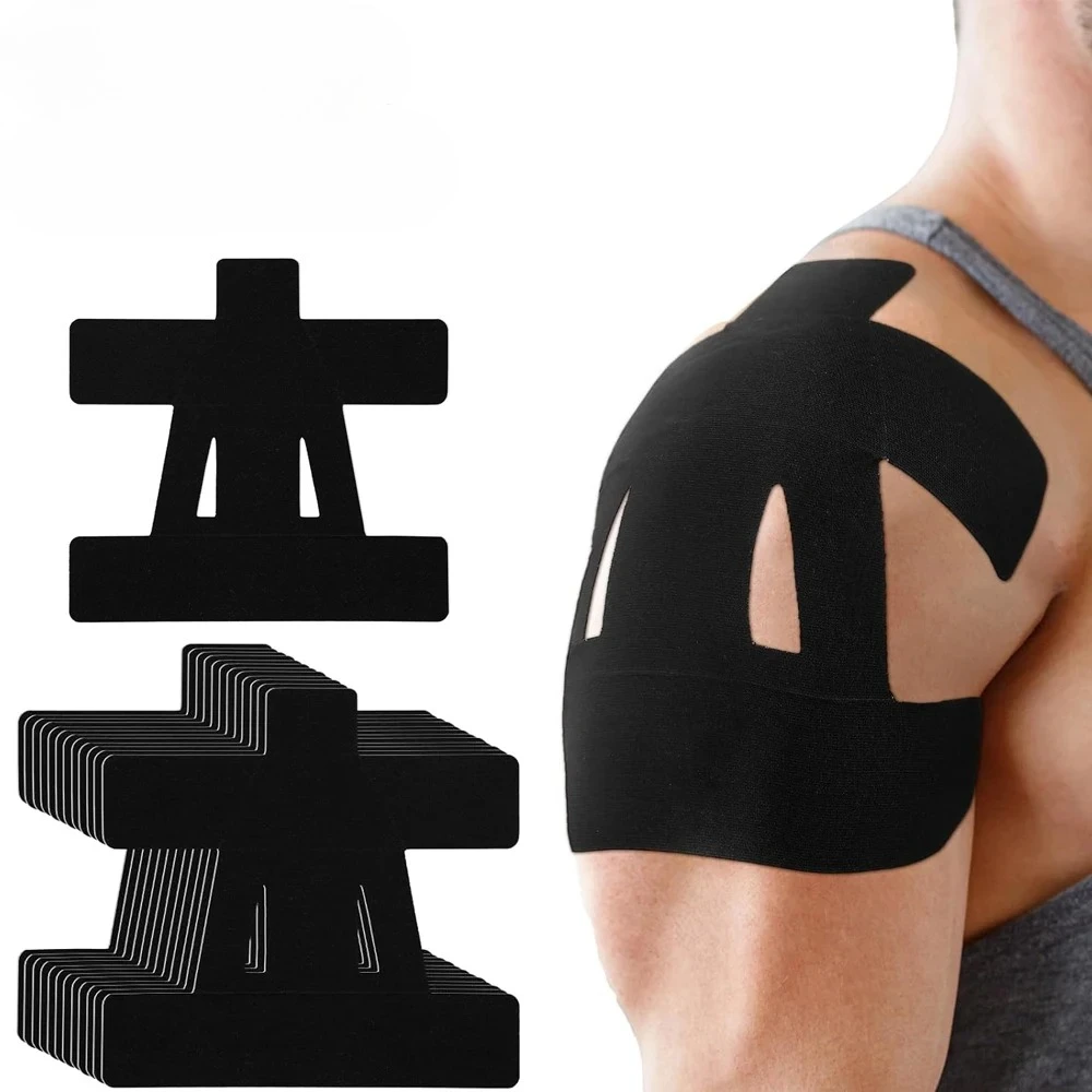 1 Stück vorgeschnittenes Kinesiologie-Tape zur Schulterunterstützung und -stabilität, Schulter-Schmerzlinderungs-Tape – wasserdicht und elastisch
