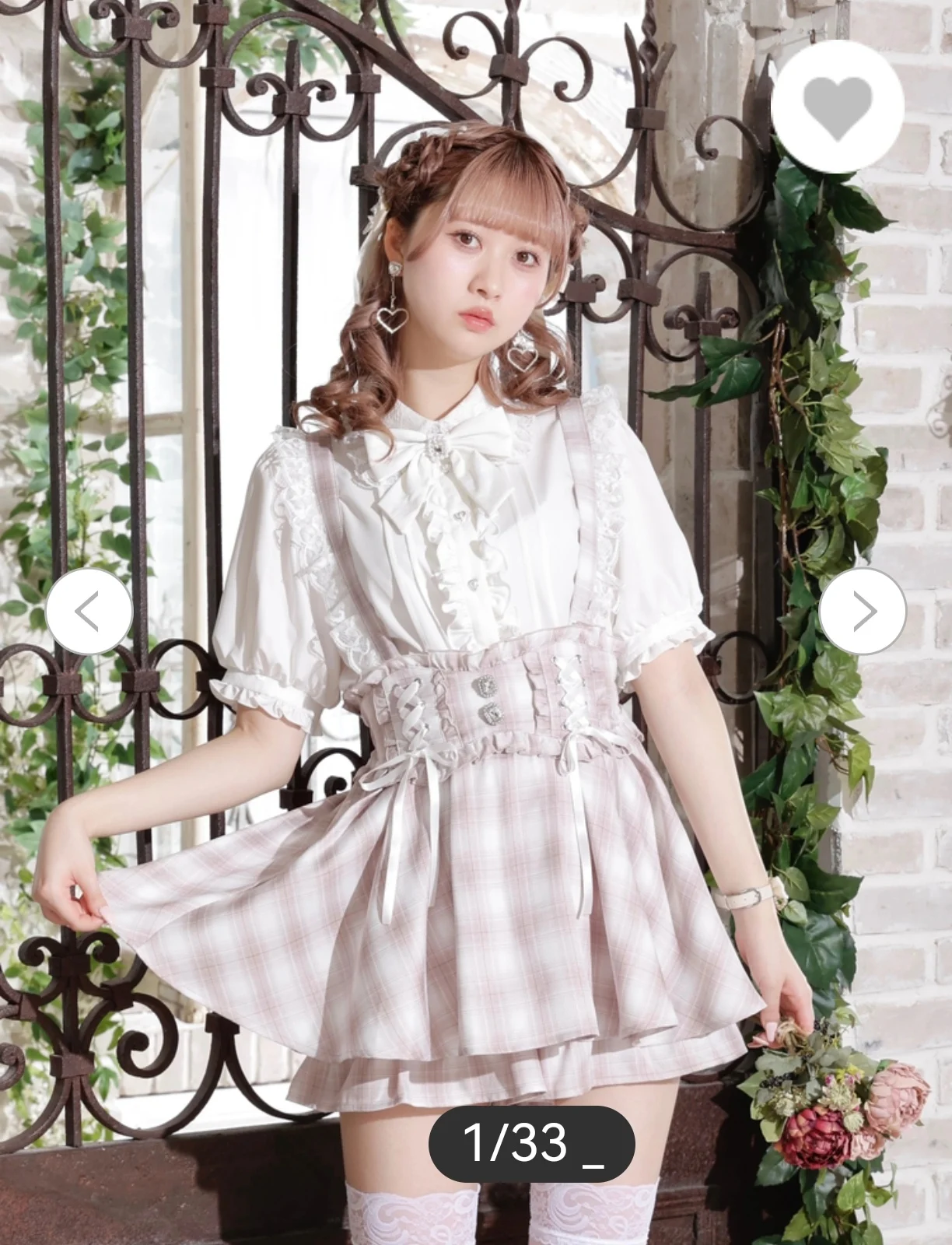 Japanese Mine Style Sweet Cute Lace Splicing Lace-up High Waist Slim Fit Removable Straps Plaid Pleated Short Lolita Skirt Women