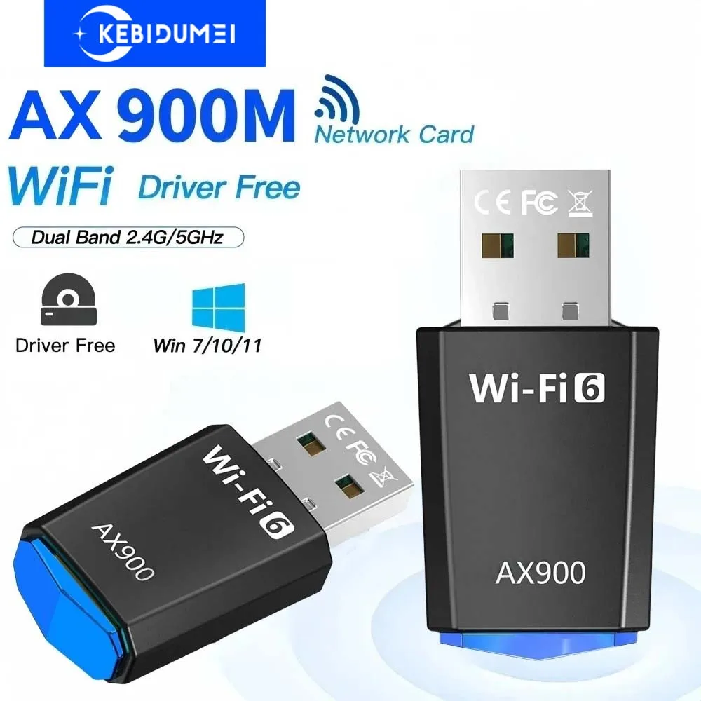

900Mbps Wireless Network Card USB 3.0 WiFi 6 Adapter USB Dongle 2.4G 5G Dual Band WiFi Ethernet Receiver For Laptop Win 7/10/11