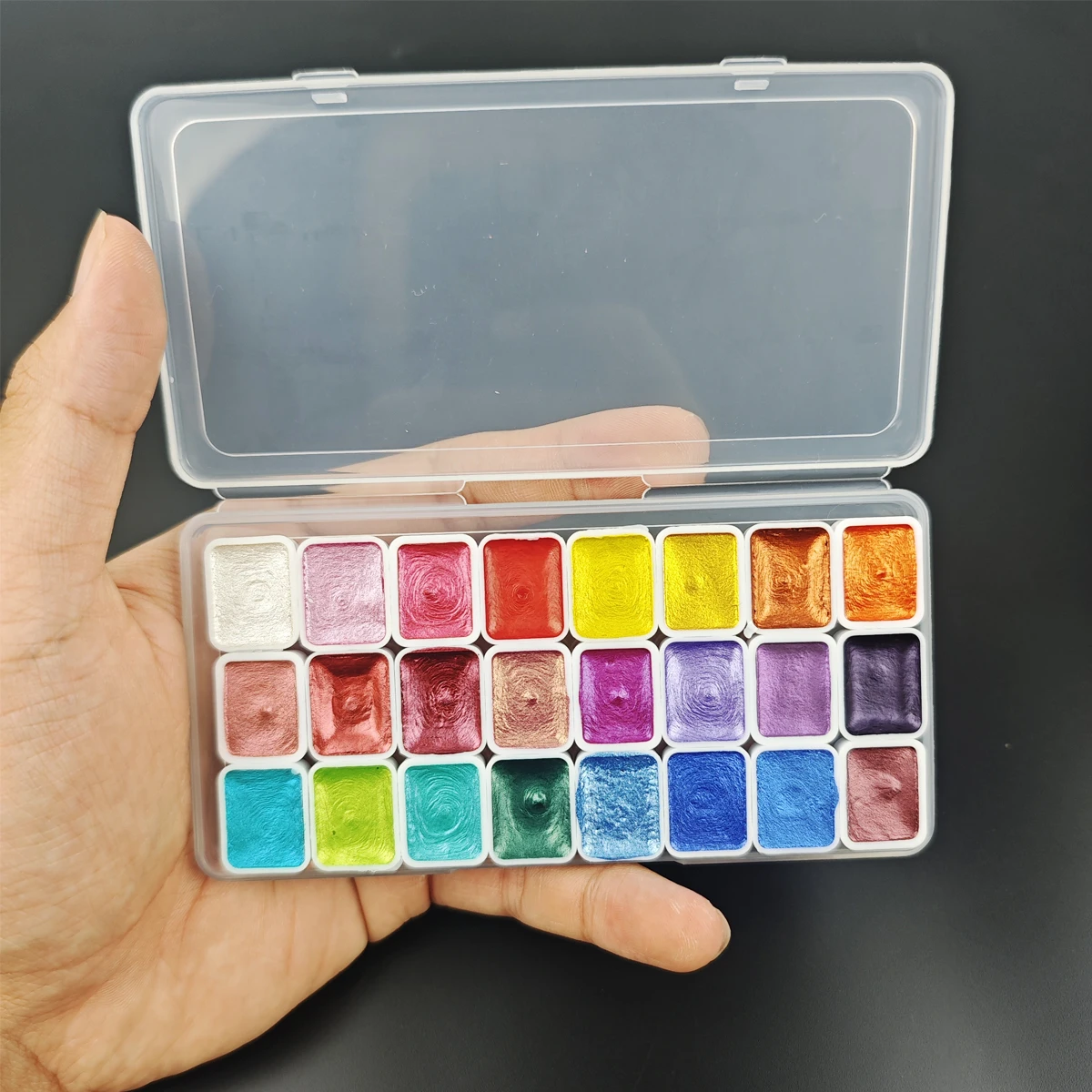24 Shades Metallic Pearl Watercolor Pigment Set Glitter Solid Paint for Nail Art Painting Calligraphy Craft Accessories image 3