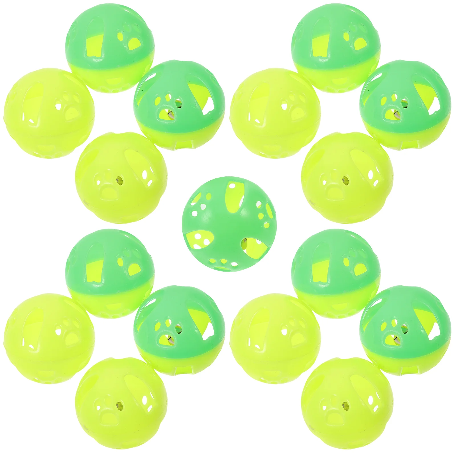 60 Pcs Cat Toy Attention Kitten Ball Bell Hollow Out Noisy Toys Exercise Plastic Pet