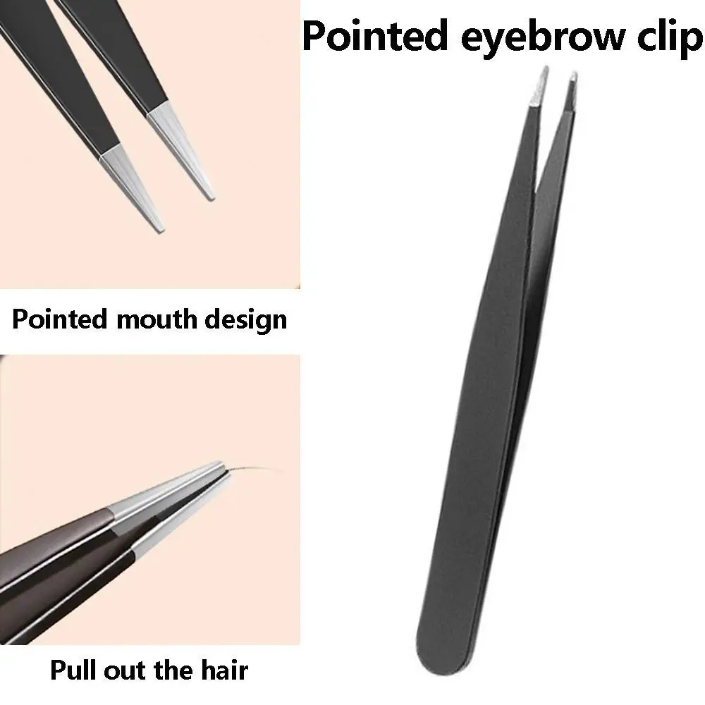 4Pcs/Set Premium Stainless Steel Eyebrow Tweezers Set Slanted Tip Pointed Ingrown Hair Removal Pointed Slant Flat Top