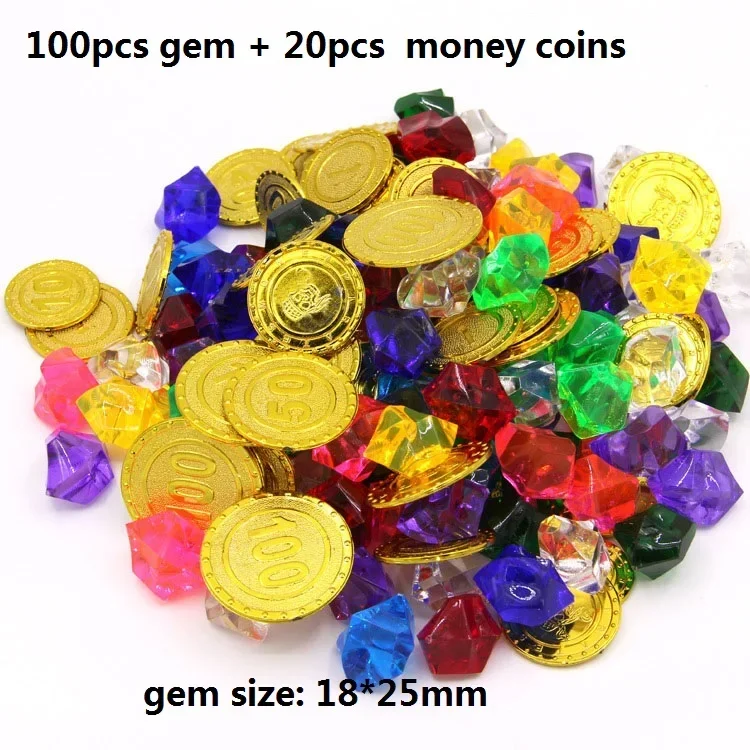 Pirate Jewels Treasure Chest Coins Party Favors Decorations Acrylic Crystal Gems Vase Filler Confetti New Year Christmas Navidad