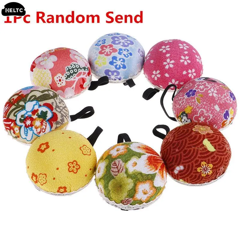 Round Pumpkin Ball Shaped DIY Craft Needle Pin Cushion Holder Sewing Kit Pincushion Wrist Strap Pin Cushion Home Sewing Supplies