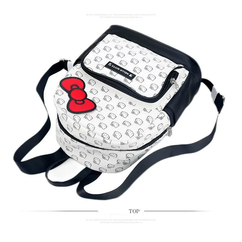 Kawaii Hello Kitty PU Leather Backpack For Women Large Capacity Waterproof Travel Bag School Bags for Teenage Girl Mochilas