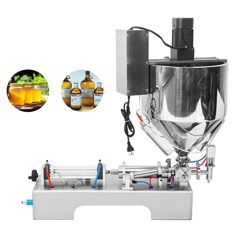 Piston Pneumatic Filling Machine Paste Liquid Dual-Purpose Filling Machine Heating Stir Type Single Head Filler 110V 220V