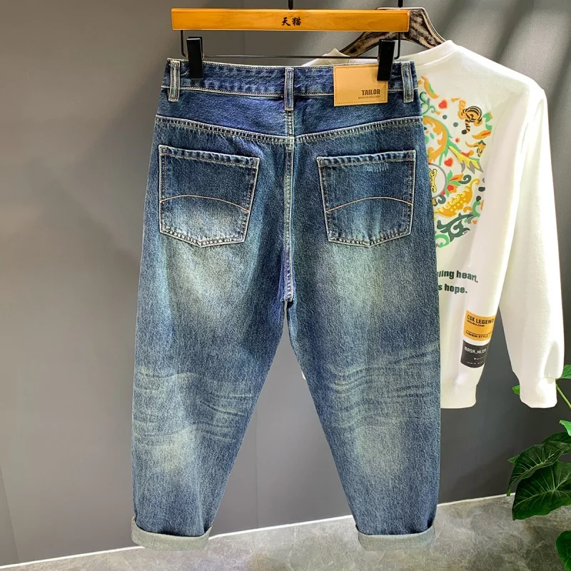 

Retro High-End Simple Fashion Brand Jeans Men's Spring and Autumn Street Casual Loose Harem Wide-Leg All-Matching Trousers