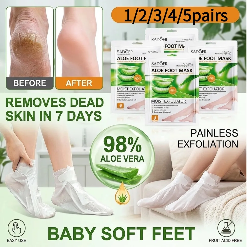 1-5Pairs Aloe Vera Moisturizing Foot Mask Foot Remove Dead Skin Rejuvenating Nourishing Hydrating Foot Skin Care Products
