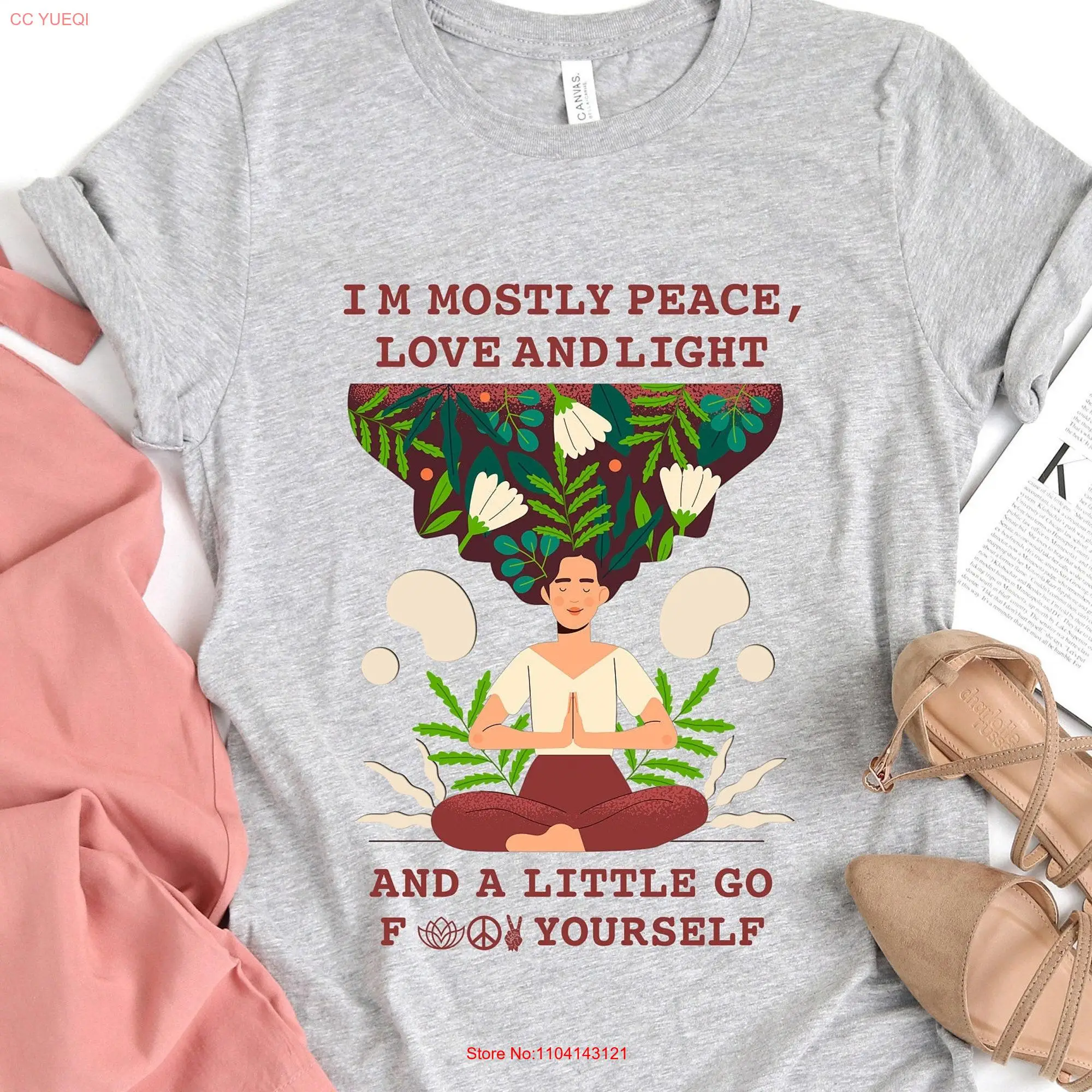 Я в основном люблю мир и фотографию, маленькая футболка для медитации с длинными или короткими рукавами