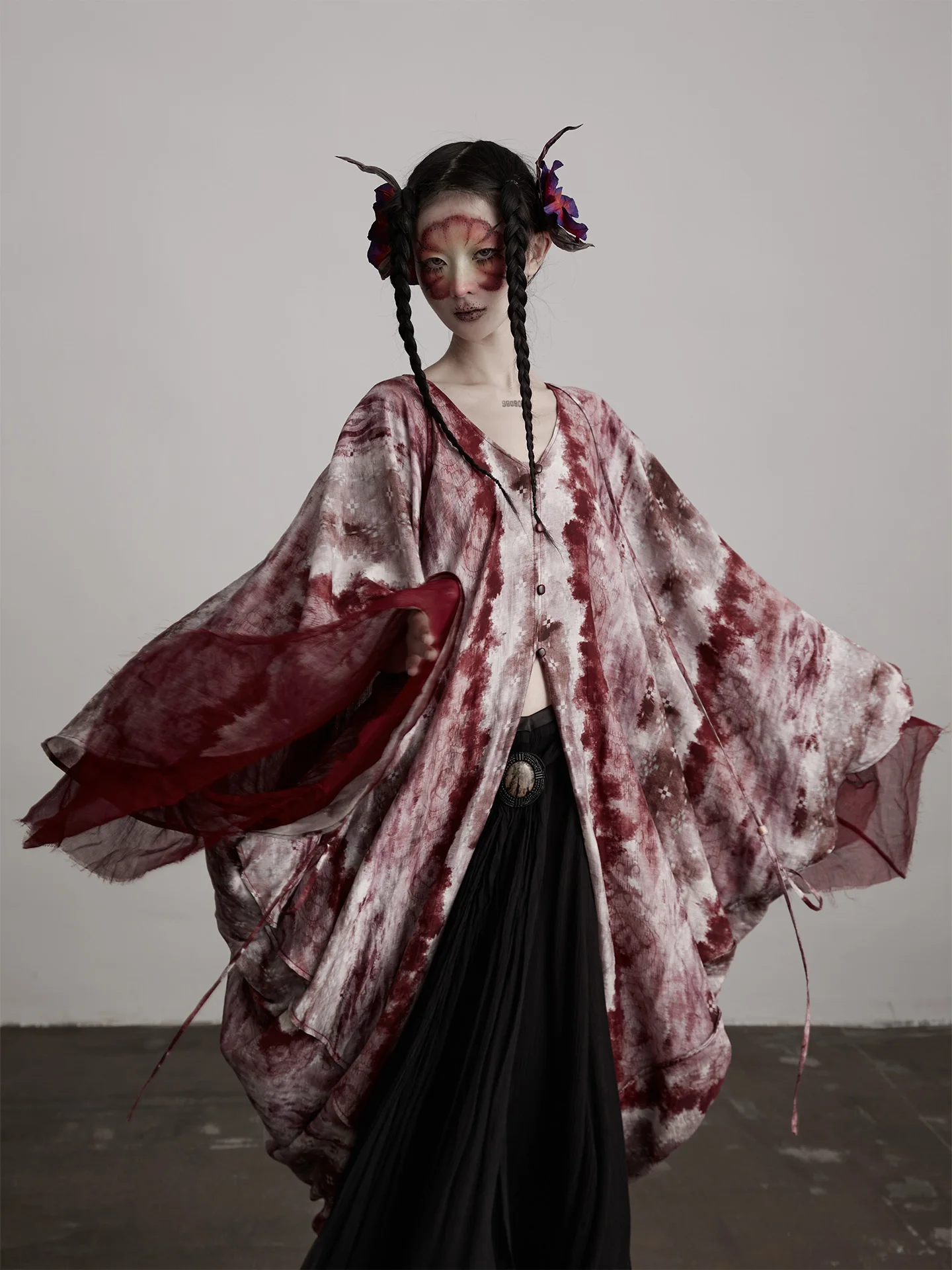 

Ele Long Sve Silk Blend Thin Outerwear Women's Casual Open Cardigan Autumn Faion Batwing Sve Draped Comfortable Coat