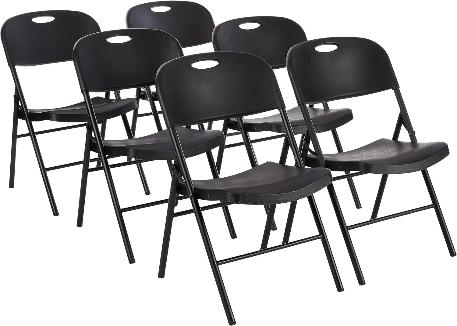 Basics Folding Plastic Chair with 350-Pound Capacity - Black, 6-Pack