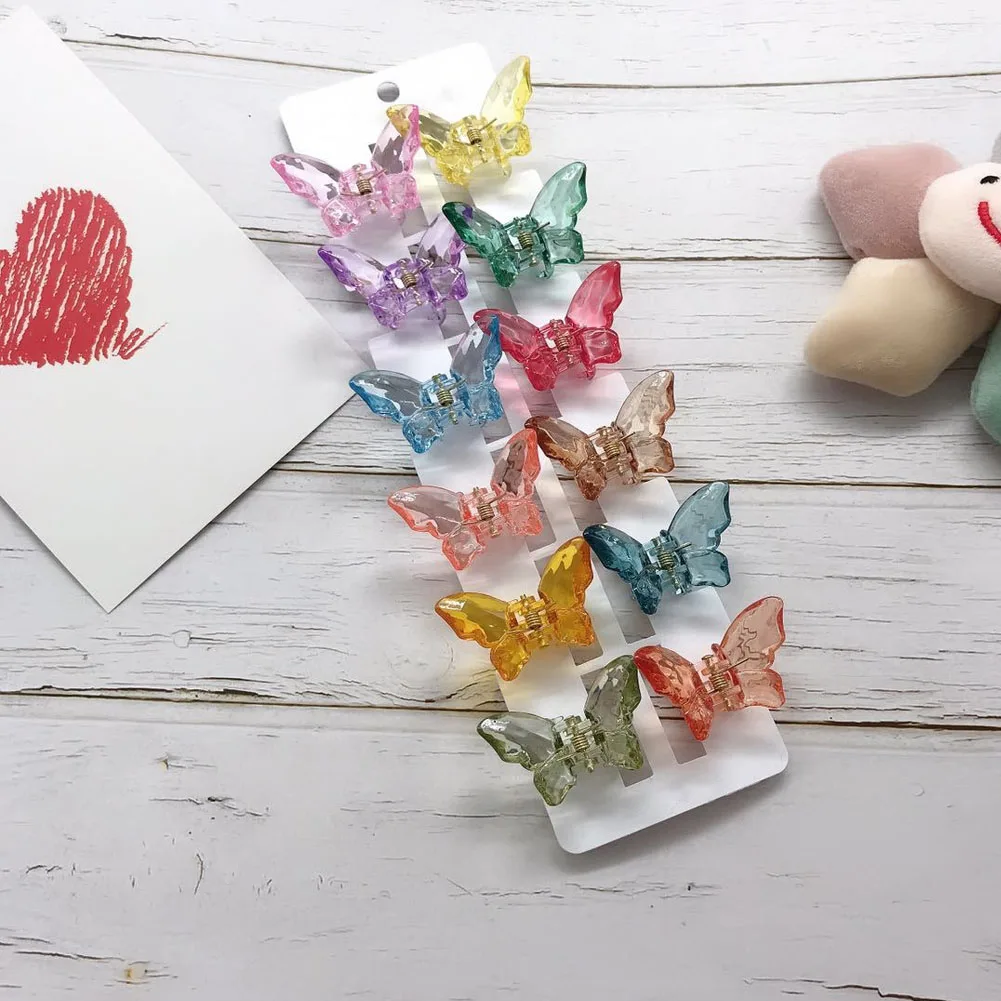 12 Colors Mini Butterfly Hair Claw Crab Clips Headwear 1PC Korean Style Women Girls Fashion Transparent Butterfly Hair Claw