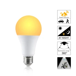 E27 Radar Light Bulb 10W 15W 20W 25W 85-265V Auto ON OFF Motion Sensor Infrared Detection LED Lamp for Garden Patio Porch Stairs