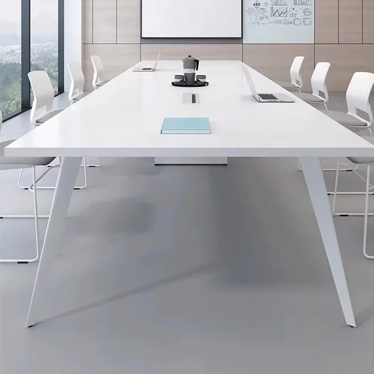 Environmental protection meeting room Rectangle white conference Long TrainingOffice table and chair combinat