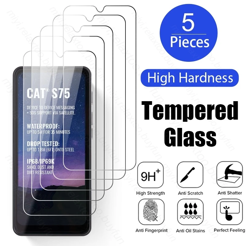 5PCS Tempered Glass Screen Protector Case Cover For Caterpillar Cat S75 5G Protective Glass On Caterpillarcats75 CATS75 S 75 75S