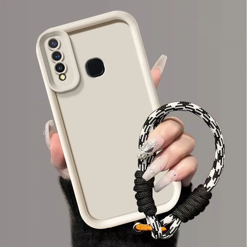 For Huawei Y9 Prime 2019 Case Huawei P Smart Z Phone Case Weaving lanyard Matte Back Cover Skin Feel Protection Shockproof case