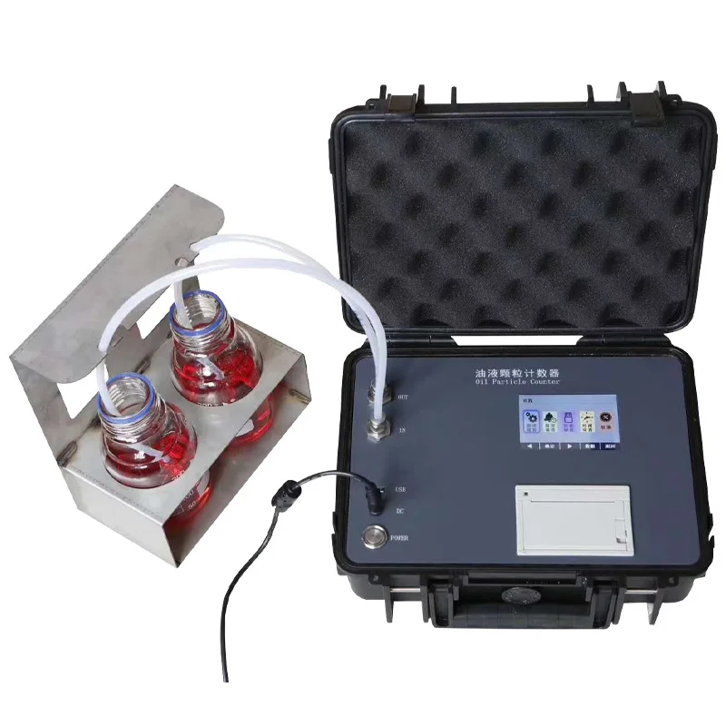 On-line intelligent portable contamination tester for hydraulic oil with oil particle counter