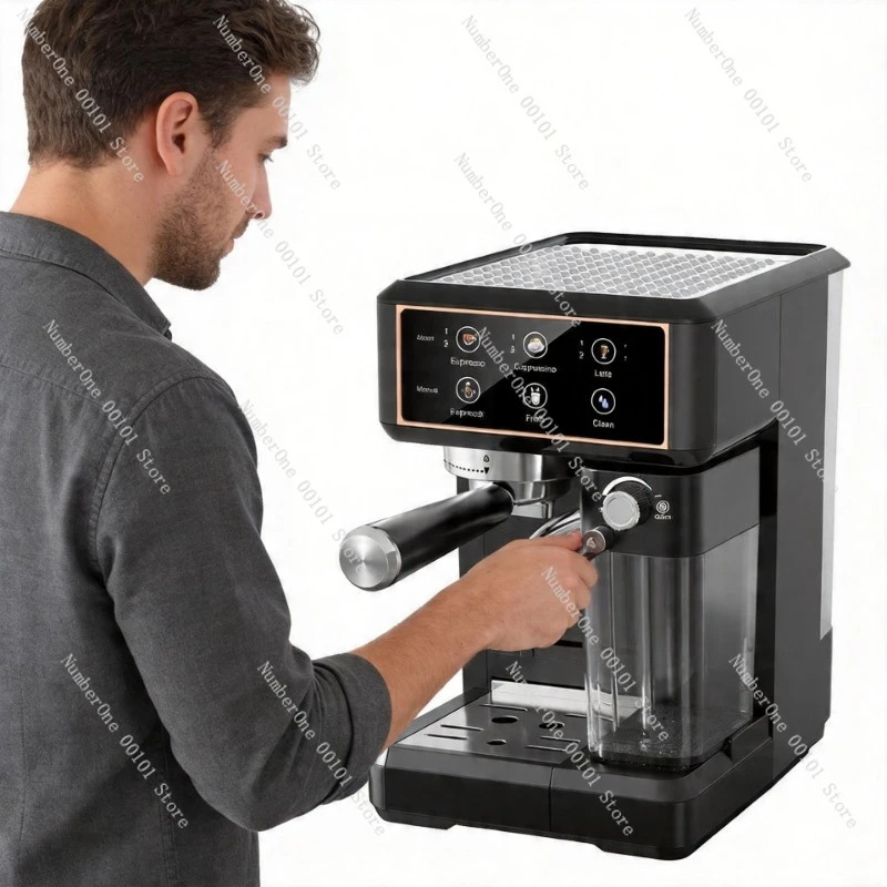 Color Touchscreen Mini Coffee Maker, Semi Automatic Espresso Brewer with Built-in Milk Tank