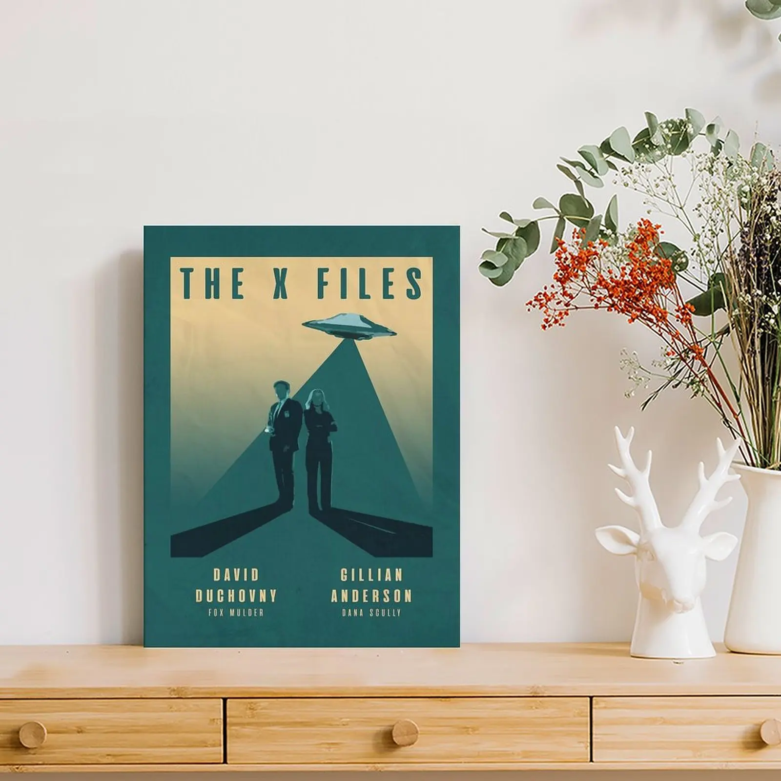 ملفات X مولدر وسكالي ديفيد دوشوفني وجليان أندرسون قماش اللوحة سينما نادي الحديد مؤطرة لوحات حائط #3