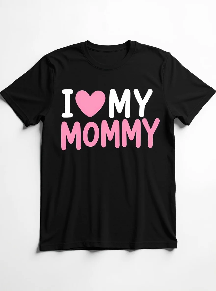 

I Love My Mommy T-Shirt - 100% Cotton Pink Heart Unisex (S-XXXL) Mother's Day Tee