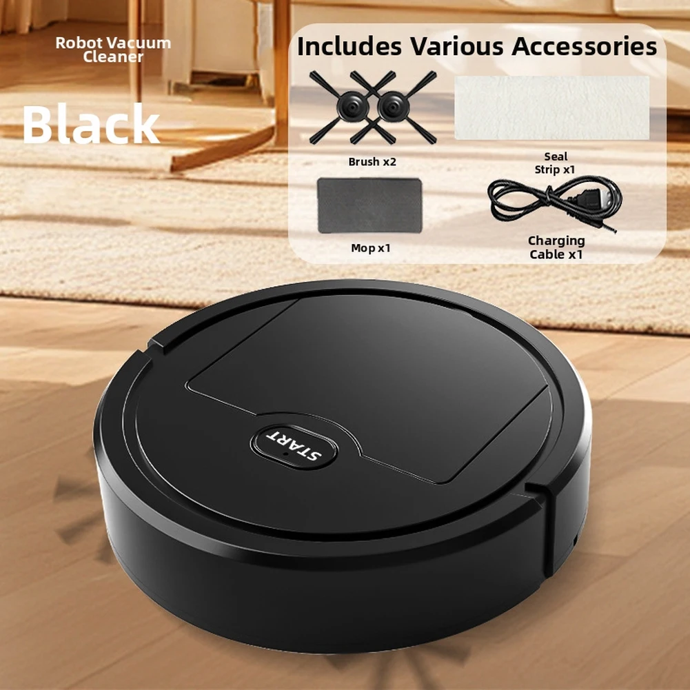 3 in 1 Robot Vacuum Cleaner with Mop Attachment Dual Brushes Strong Suction for Hard Floor Cleaning White or Black
