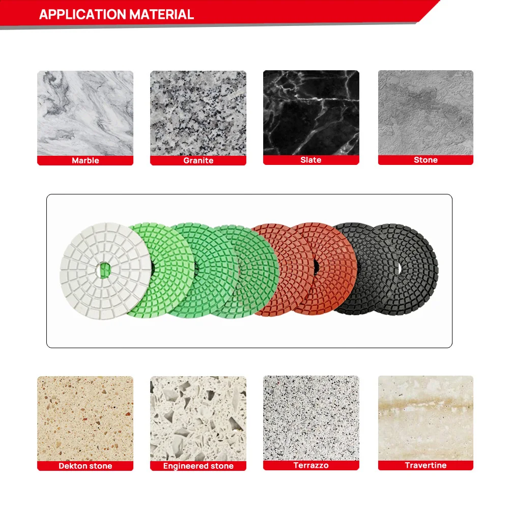 Imagem -03 - Dt-diatool-disco de Lixar Diamante Molhado Flexível Almofadas de Polimento para Granito Mármore Concreto Pedra Lixar Disco de Moagem 100 mm 1pc