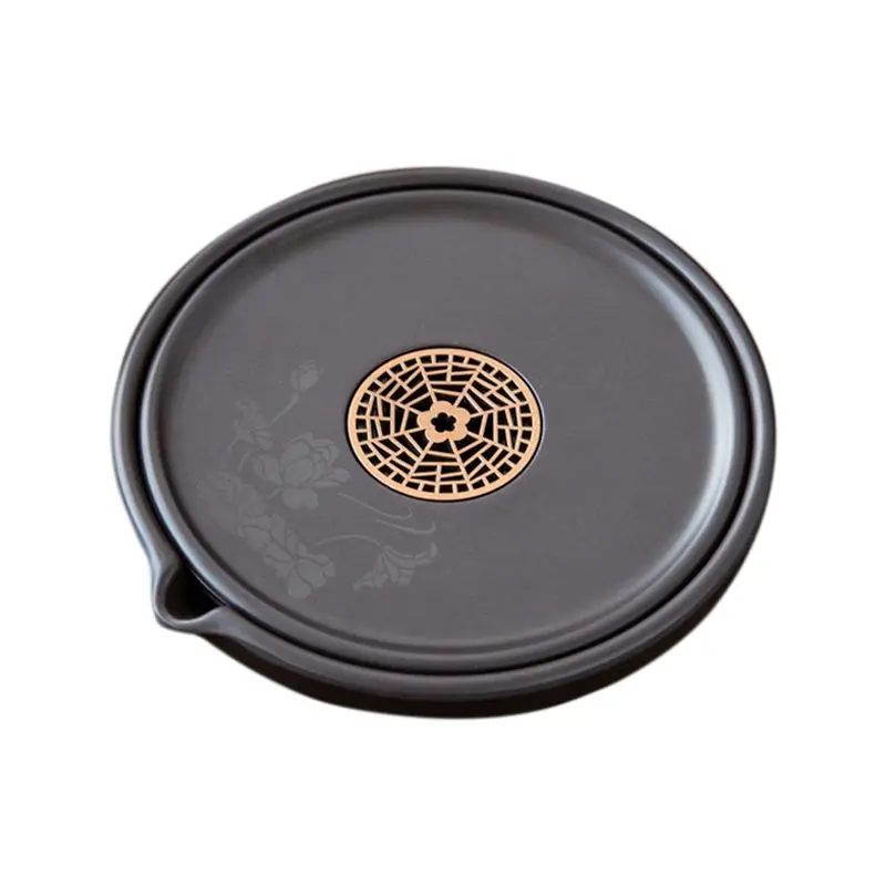J1UL1N Retro Bakelite Tea Tray With Pot Holder - Dry Foam Table For Tea Accessories, Kettle Pad, Storage Organizer