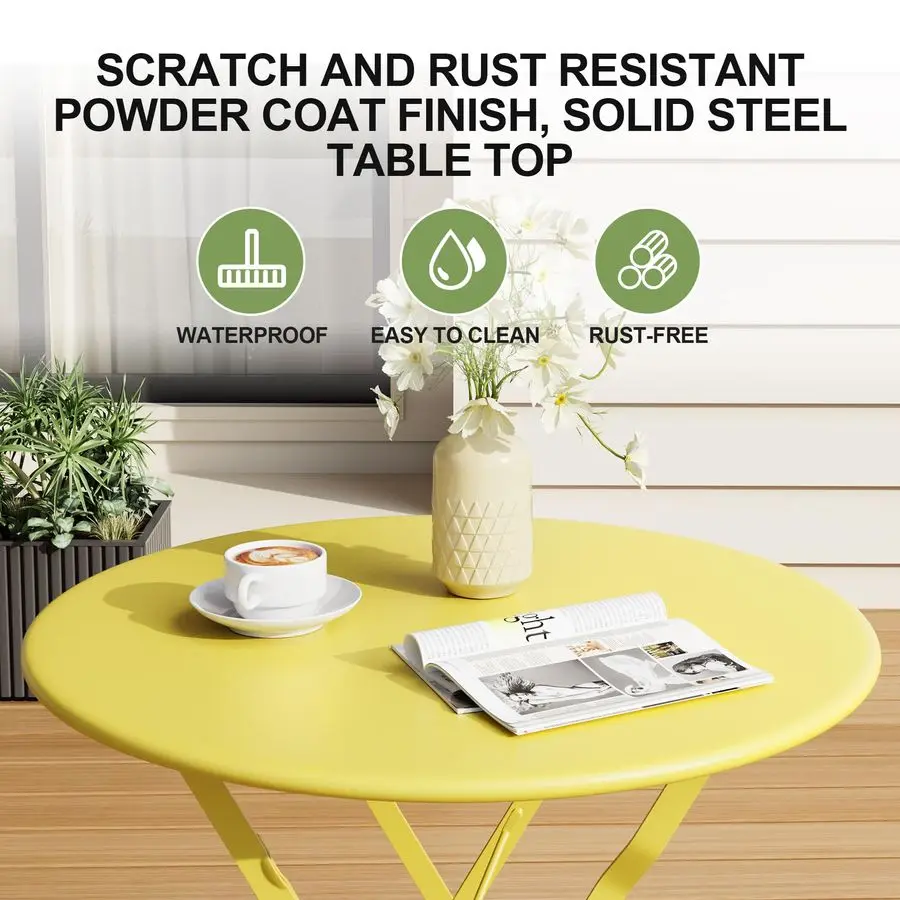 テーブルと椅子2脚セット、3ピース屋外/屋内折りたたみ式パティオビストロセット、2脚の椅子とテーブル付きパティオ家具セット、プレミアム品質