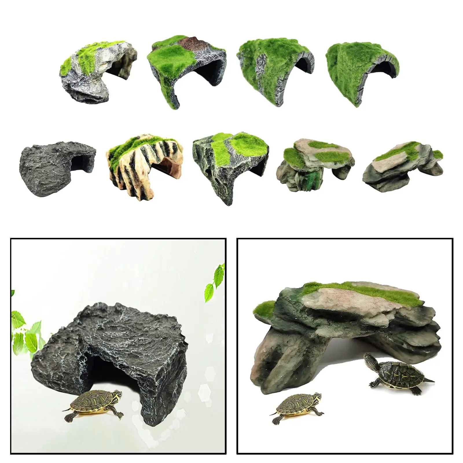 Novelty Pet Reptile Hiding Cave Decor Resin Material Pet Supplies