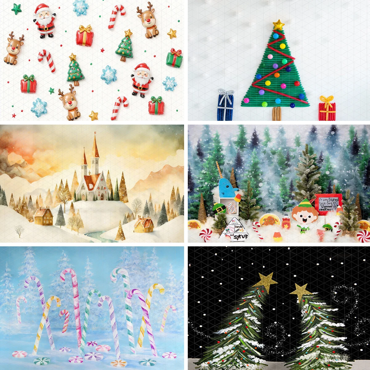 

Santa Claus Reindeer Christmas Photography Backdrop Winter Snow Forest Xmas Holiday Portrait Background Studio Photo Prop