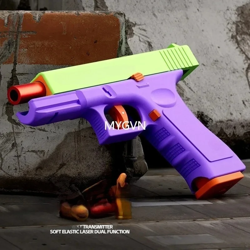 Multi-functional Soft Bullets Laser Toy Gun Shell Ejected Manual Continous Firing Double Mode Pistol with Target  Cs Prop